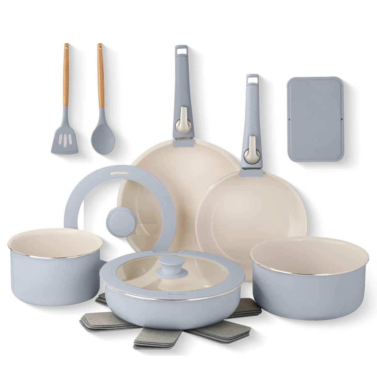 18 Piece Detachable Handle Ceramic Nonstick Cookware Set