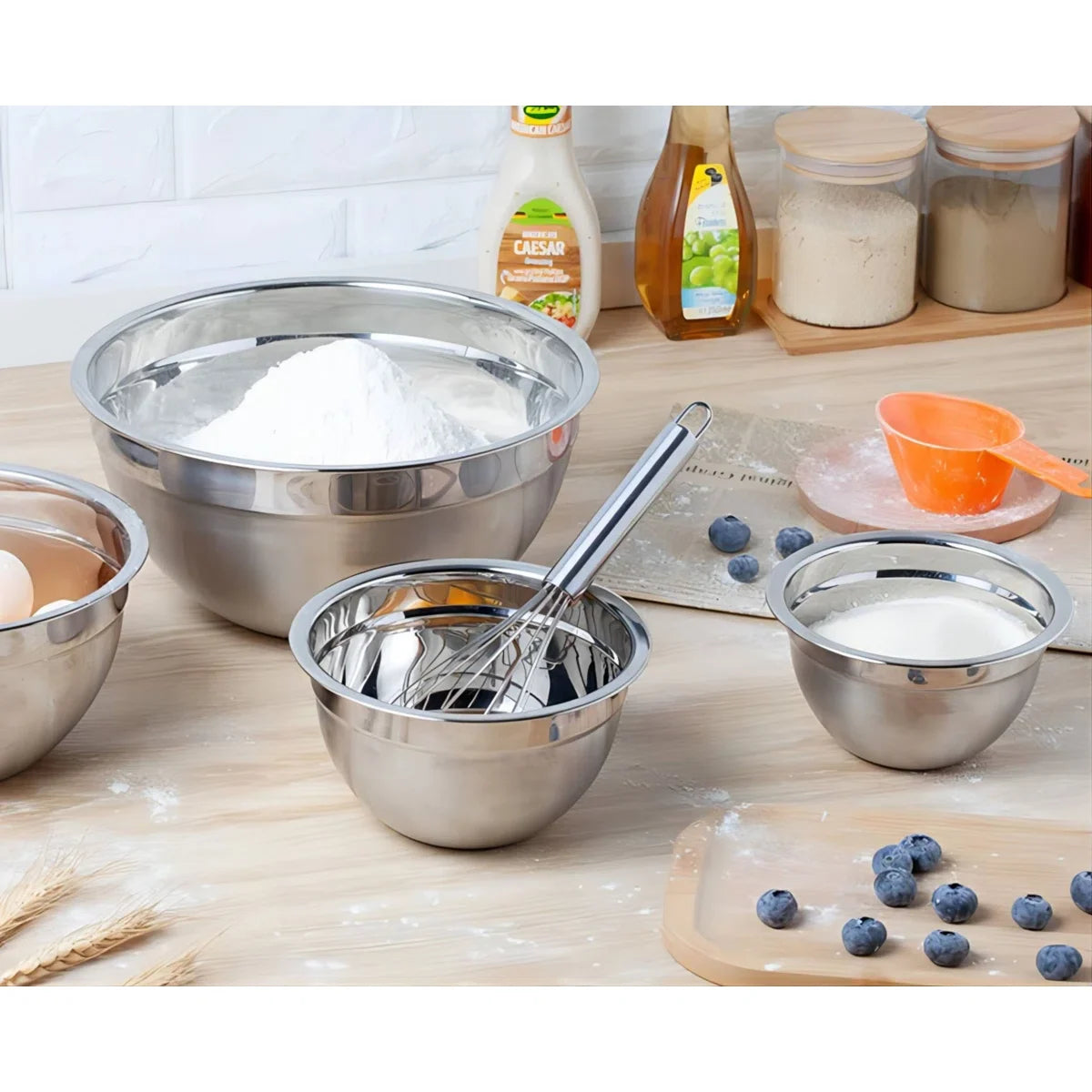 32-Piece Stainless Steel Cooking Utensil Set with 7-Piece Mixing Bowl Set with Lids