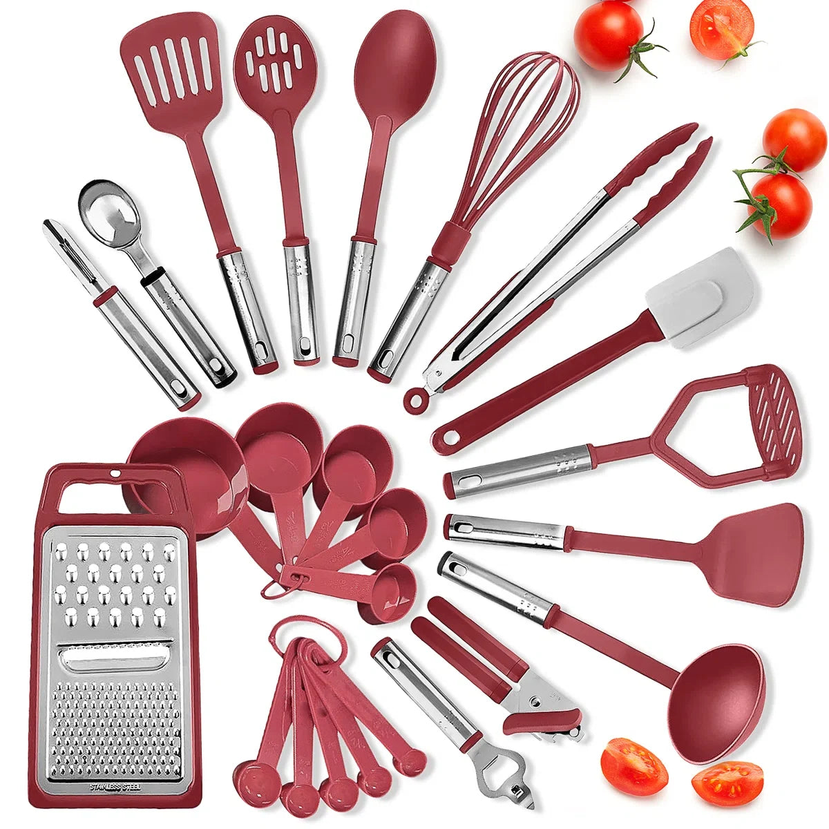 24 Piece Stainless Steel Kitchen Cooking Utensil Set