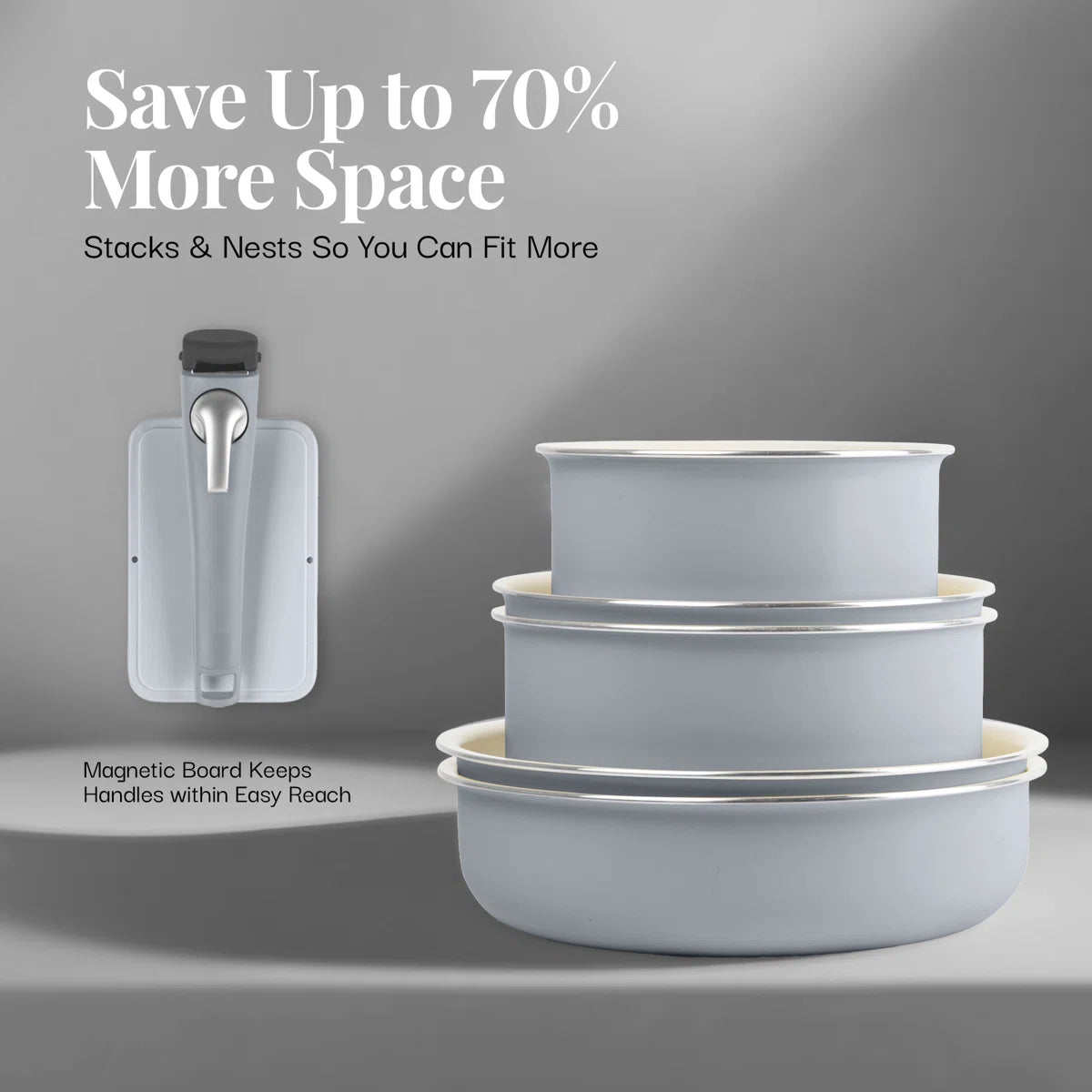 18 Piece Detachable Handle Ceramic Nonstick Cookware Set