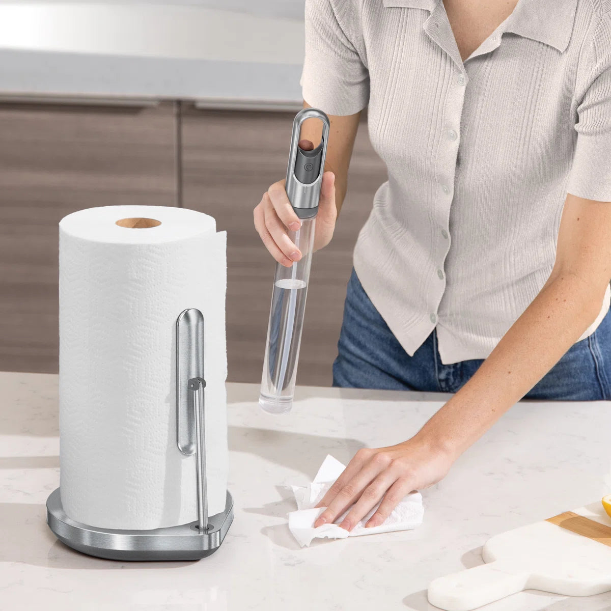 Paper Towel Holder with Spray Pump