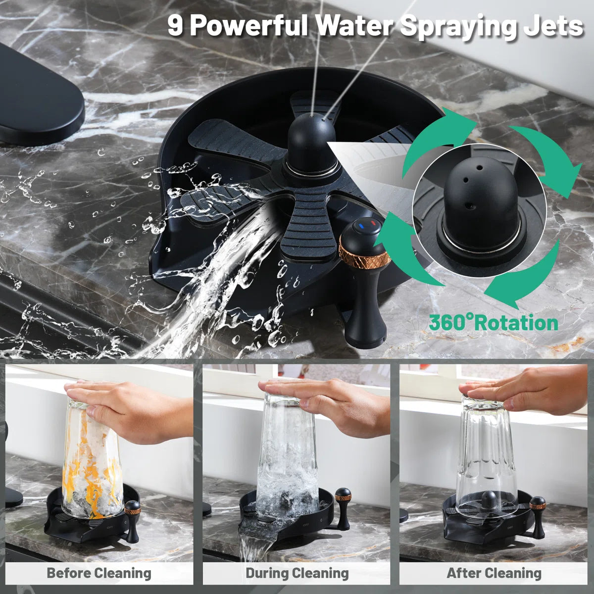 Stainless Steel Glass Rinser For Kitchen Sink, Kitchen Sink Accessories Cup Washer CA-6001RB-MB